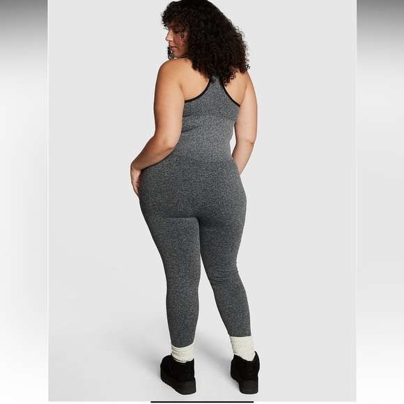 NWT Pink Seamless Workout Onesie  in Pure Black Marl - Picture 2 of 5